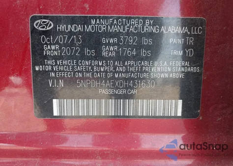 2013 Hyundai Elantra Gls из США, поврежденный, VIN 5NPDH4AEXDH431630